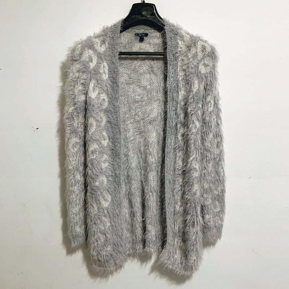 Fuzzy Leopard Print Cardigan
